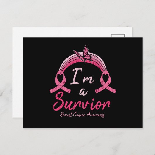 Ik ben een overlevende krijger van borstkanker bew briefkaart (Voorkant / Achterkant)