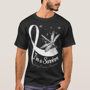 Ik ben een overlevende Libelle Longkankerbewustzij T-shirt
