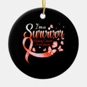 Ik ben een overlevende nierkanker bewustzijn vlind keramisch ornament (Voorkant)