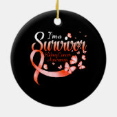 Ik ben een overlevende nierkanker bewustzijn vlind keramisch ornament (Achterkant)