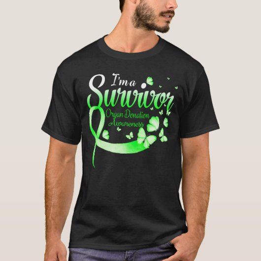 Ik ben een overlevende orgaandonatie-bewustmakings t-shirt (Voorkant)