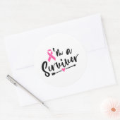 Ik ben een overlevende van borstkanker ronde sticker (Envelop)