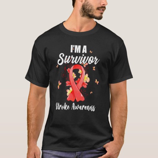 Ik ben een overlevingsberoerte Bewustheid Rode Rib T-shirt (Voorkant)