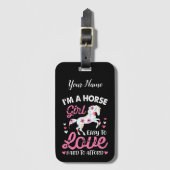 Ik ben een paardenmeisje dat makkelijk van te houd bagagelabel (Voorkant (verticaal))