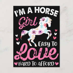 Ik ben een paardenmeisje dat makkelijk van te houd briefkaart