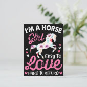 Ik ben een paardenmeisje dat makkelijk van te houd briefkaart (Staand voorkant)