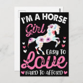 Ik ben een paardenmeisje dat makkelijk van te houd briefkaart (Voorkant / Achterkant)