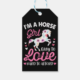 Ik ben een paardenmeisje dat makkelijk van te houd cadeaulabel