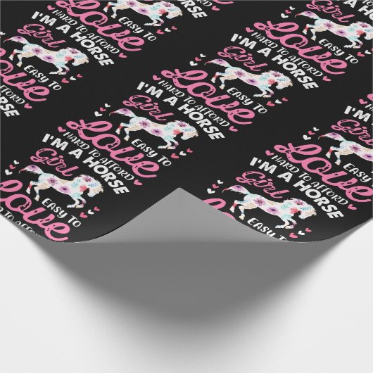 Ik ben een paardenmeisje dat makkelijk van te houd cadeaupapier (Hoek)