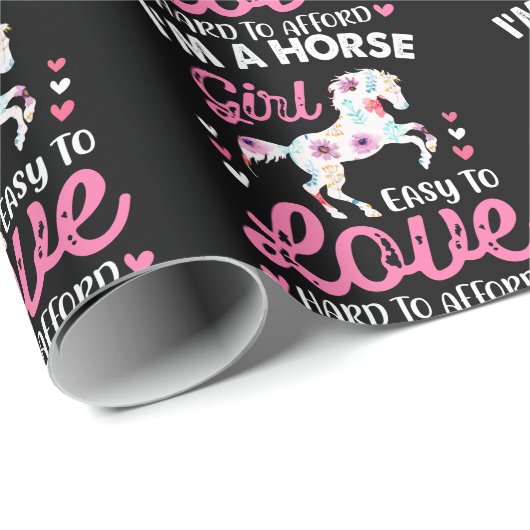 Ik ben een paardenmeisje dat makkelijk van te houd cadeaupapier (Rol Hoek)