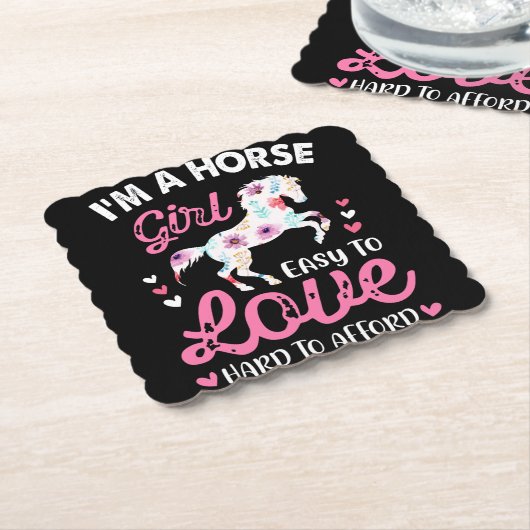Ik ben een paardenmeisje dat makkelijk van te houd kartonnen onderzetters (Gebogen)