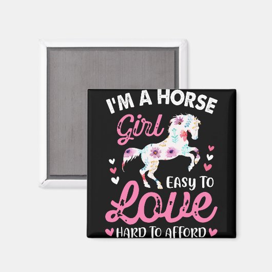Ik ben een paardenmeisje dat makkelijk van te houd magneet (Voorkant / Achterkant)
