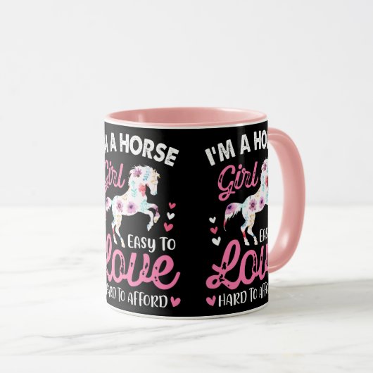Ik ben een paardenmeisje dat makkelijk van te houd mok (Voorkant rechts)