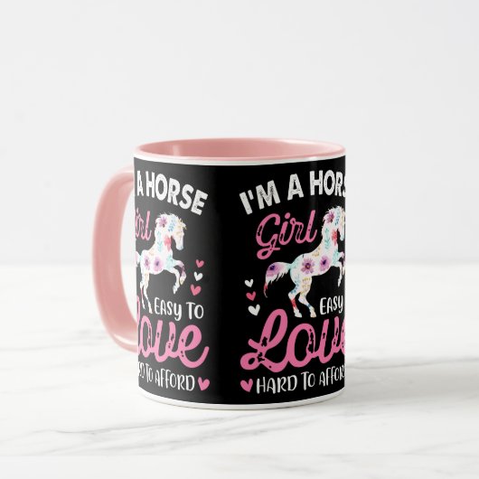 Ik ben een paardenmeisje dat makkelijk van te houd mok (Voorkant links)