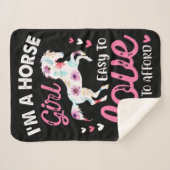 Ik ben een paardenmeisje dat makkelijk van te houd sherpa deken (Voorkant (horizontaal))
