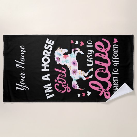Ik ben een paardenmeisje dat makkelijk van te houd strandlaken (Voorkant)