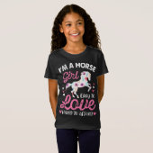 Ik ben een paardenmeisje dat makkelijk van te houd t-shirt (Voorkant volledig)