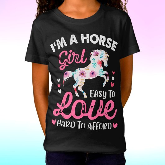 Ik ben een paardenmeisje dat makkelijk van te houd t-shirt