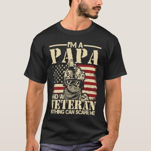 Ik ben een Papa en een veteraan patriottisch Ameri T-shirt (Voorkant)