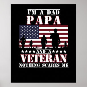 Ik ben een Papa en een Veteran Happy Veterans Dag Poster