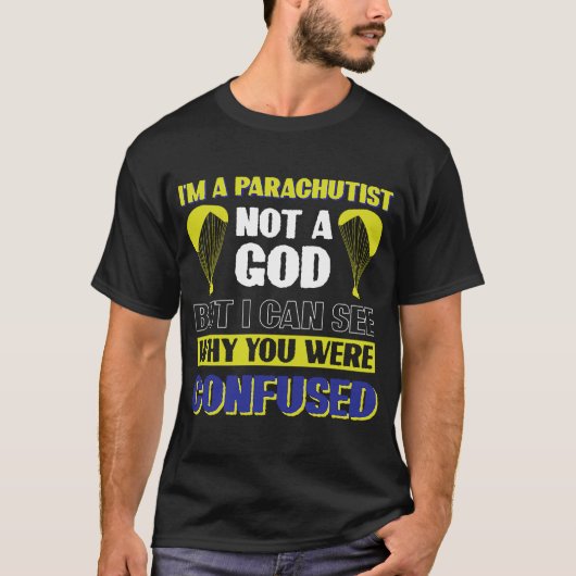Ik ben een parachutist, geen God T-shirt (Voorkant)
