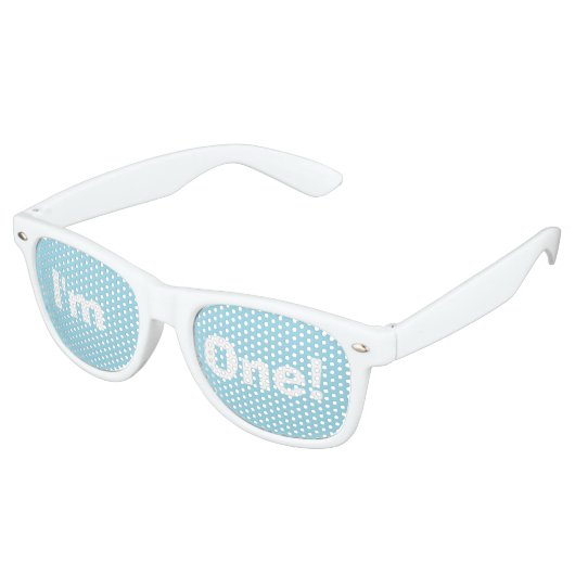 "Ik ben één!" Party Shades (blauw) Retro Zonnebril (Gekanteld)