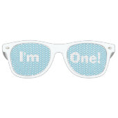 "Ik ben één!" Party Shades (blauw) Retro Zonnebril (Voorkant)