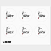 Ik ben een persoon (gedrag) ronde sticker (Vel)