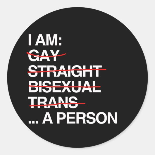 IK BEN EEN PERSOON RONDE STICKER (Voorkant)