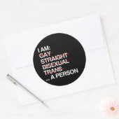 IK BEN EEN PERSOON RONDE STICKER (Envelop)