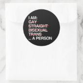 IK BEN EEN PERSOON RONDE STICKER (Tas)