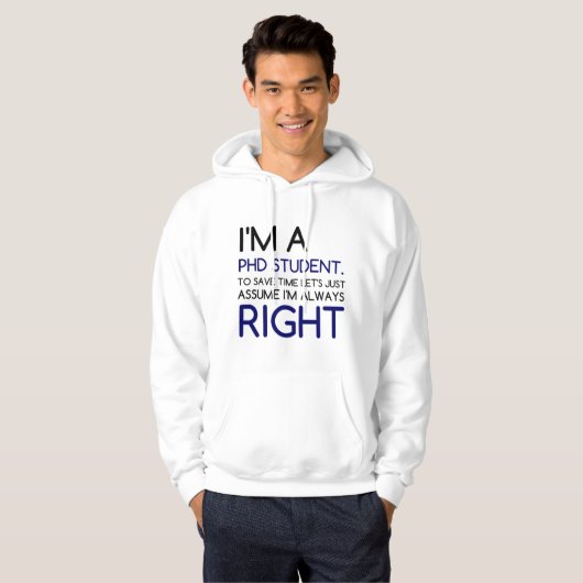 IK BEN EEN PHD STUDENT HOODIE (Voorkant volledig)