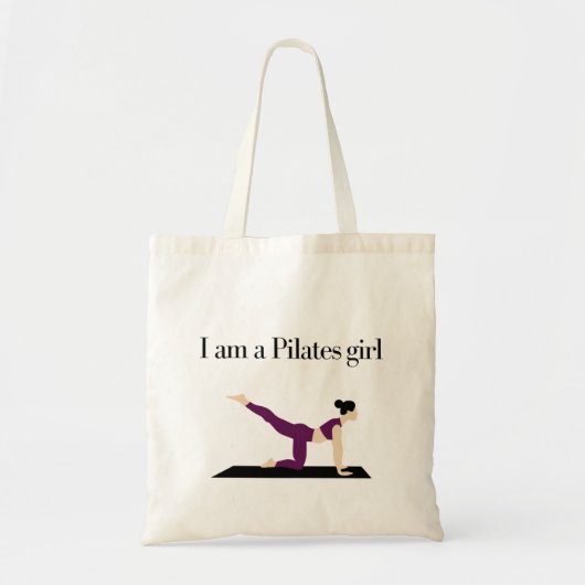 "Ik ben een Pilates Meisje"Schattigee Paarse Vrouw Tote Bag (Voorkant)