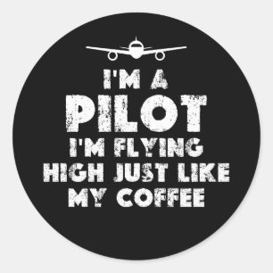 Ik ben een Piloot Flying High Funny Ronde Sticker