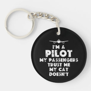 Ik ben een Pilot Grappig   Kattenliefhebber Sleutelhanger
