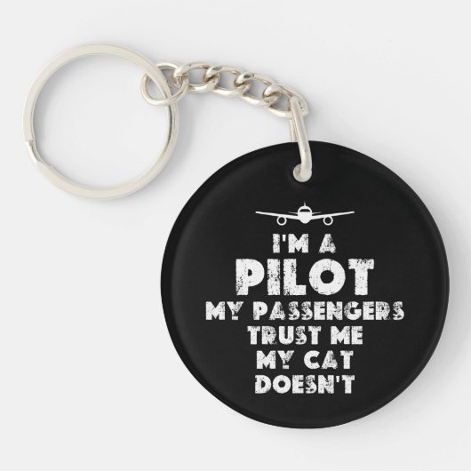 Ik ben een Pilot Grappig | Kattenliefhebber Sleutelhanger (Voorkant)