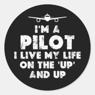 Ik ben een Pilot Grappig Ronde Sticker