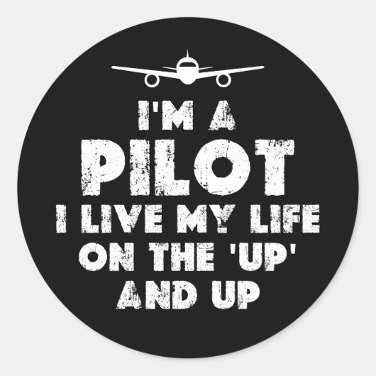 Ik ben een Pilot Grappig Ronde Sticker (Voorkant)