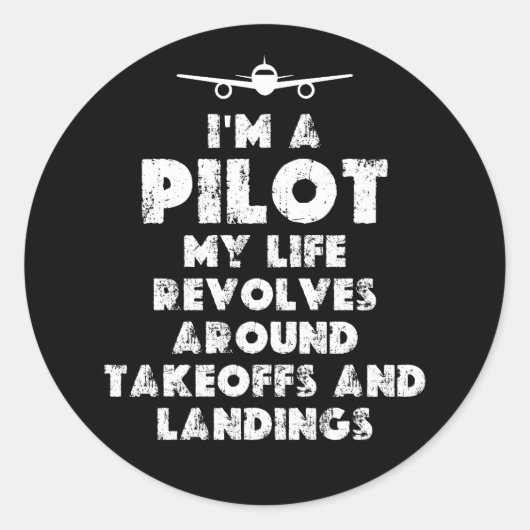 Ik ben een Pilot Grappig Ronde Sticker (Voorkant)