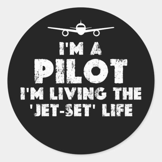 Ik ben een Pilot Grappig Ronde Sticker (Voorkant)