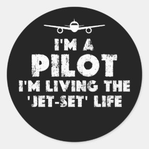 Ik ben een Pilot Grappig Ronde Sticker