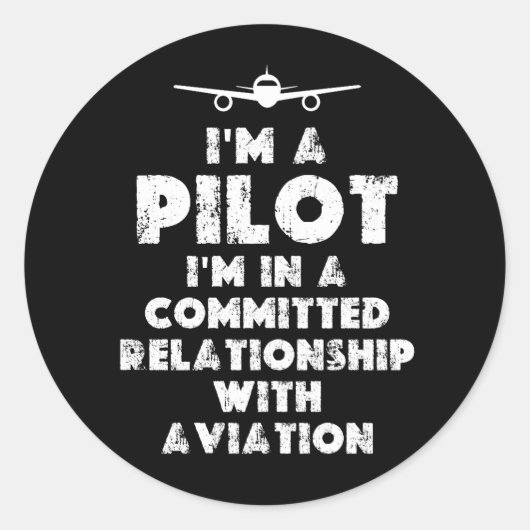 Ik ben een Pilot Grappig Ronde Sticker (Voorkant)