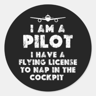 Ik ben een Pilot Grappig Ronde Sticker