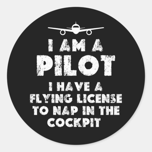 Ik ben een Pilot Grappig Ronde Sticker (Voorkant)