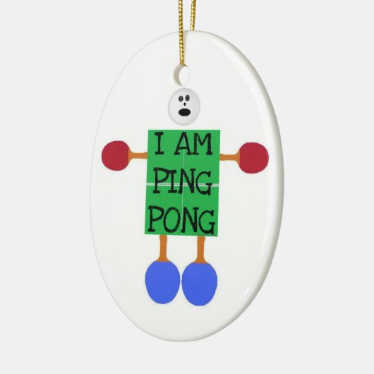 Ik ben een pingpong stick figuur keramisch ornament (Links)
