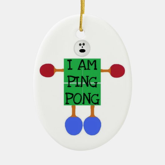 Ik ben een pingpong stick figuur keramisch ornament (Voorkant)