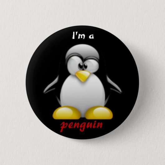 Ik ben een pinguïn ronde button 5,7 cm (Voorkant)