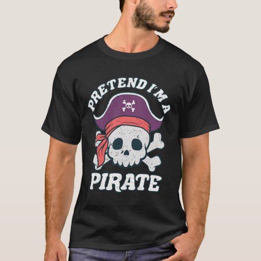 Ik ben een piraat Funny Halloween Quote Skull Cart T-shirt (Voorkant)