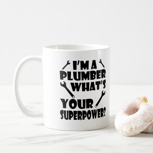 Ik ben een Plumber Wat is jouw Superpower? Koffiemok (Met donut)