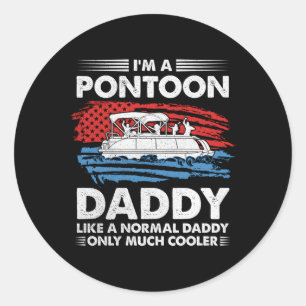 Ik ben een ponton papa Amerikaanse vlag boot eigen Ronde Sticker
